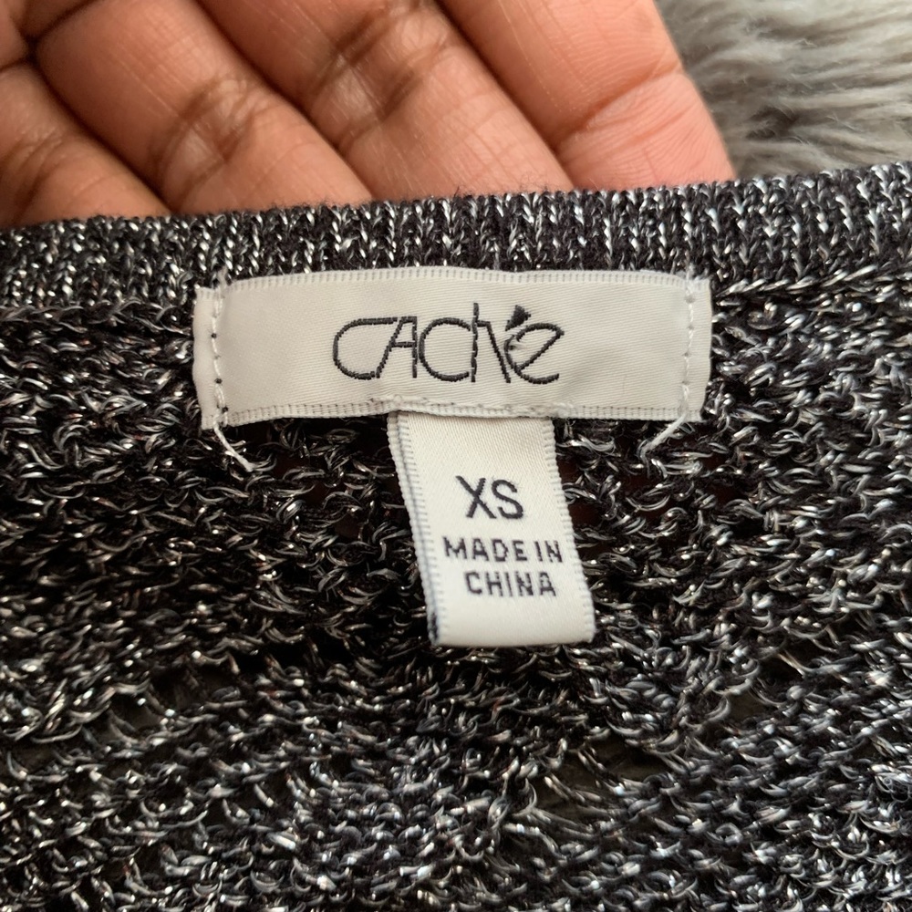 Cache Sweater Black Silver Thread - image 3